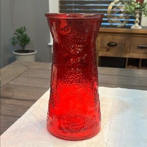 Elegant Red Glass Vase Acorn Stamped Bottom 9 3/4 Inches